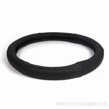 Genuine Leather Steering Wheel Cover with Interior Cone Rubber Ring